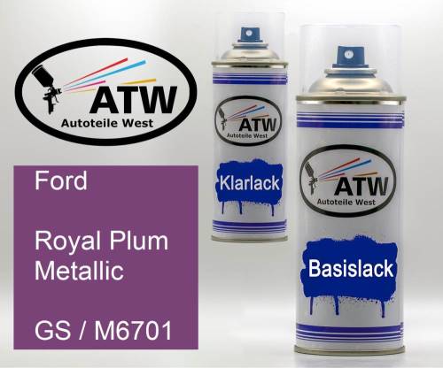 Ford, Royal Plum Metallic, GS / M6701: 400ml Sprühdose + 400ml Klarlack - Set, von ATW Autoteile West.